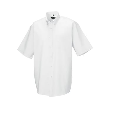 Russell Collection Herren-Kurzarmhemd aus pflegeleichtem Oxford (Weiß)