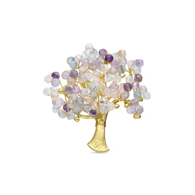 Broche Luxenter avec Fluorite finie en or jaune 18K - Sereli