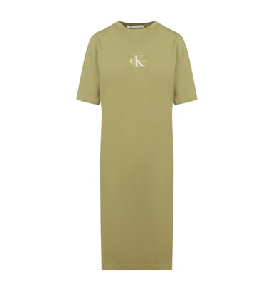 Robe T-shirt Logo Monogramme Calvin Klein Pour Femme en Vert olive