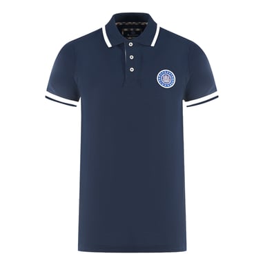 Aquascutum London Gesticktes Abzeichen Marineblaues Poloshirt
