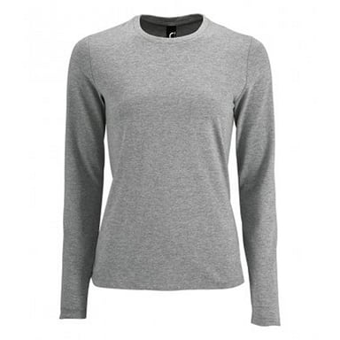 SOLS Damen T-Shirt Imperial, langärmlig (Grau meliert)