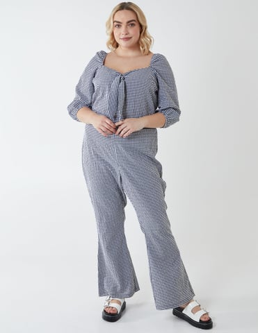 EDIE - Curve Gingham Jumpsuit