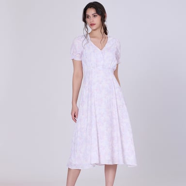 Ausgestelltes Empire-Kleid mit Liberty-Print