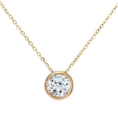 Pendentif diamant demi-carat en or jaune 9 carats et chaîne de 18 pouces