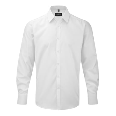 Russell Mens Herringbone Langarm-Arbeitshemd (Weiß)