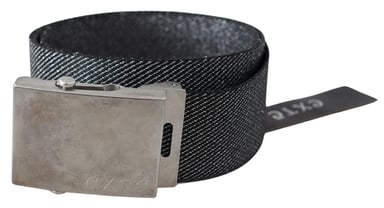 Exte Women's Black Silver Metal Brushed Buckle Waist Belt