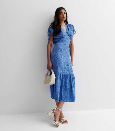 Midikleid mit Rüschenärmeln und Tiermuster