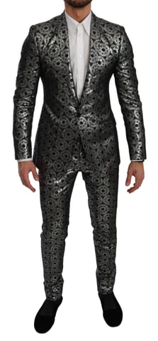 Dolce & Gabbana - Costume 2 pièces bleu argenté Slim Fit GOLD pour homme