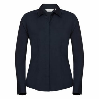 Russell Collection - Popeline-Bluse mit langen Ärmeln - Damen (Marineblau)