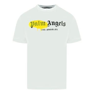 Palm Angels LA Sprühfarbe Logo Weißes T-Shirt