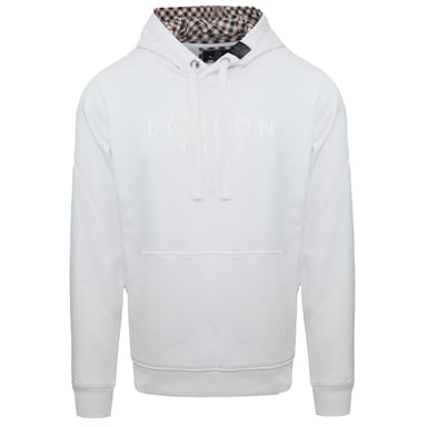 Aquascutum Bold London 1851 Logo Weißer Hoodie
