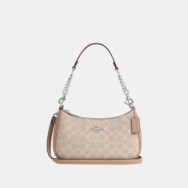 Teri Shoulder Bag in Signature Canvas with Chain Strap