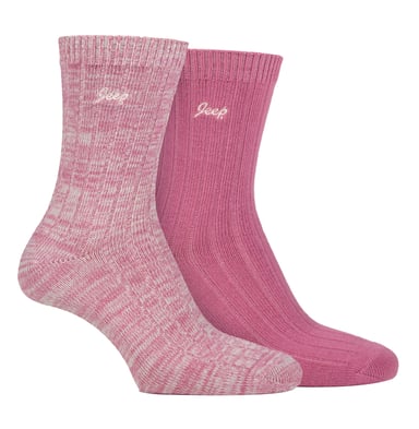 Womens Walking Boot Socken | Jeep | 2 Pack High Performance Polyester Running Socken - Cerise / Creme