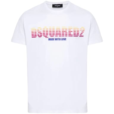 Dsquared2 Cool Fit Made With Love Logo Weißes T-Shirt
