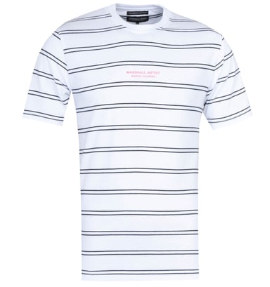 T-shirt Nautics double rayures Marshall Artist Pour Homme en Blanc