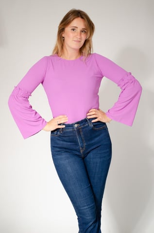 Ribbed Trumpet Sleeve Top