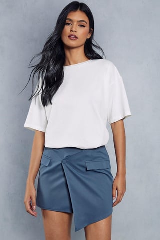 Asymmetric Wrap Mini Skirt