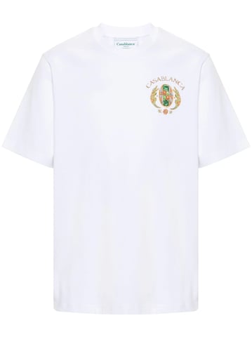 Casablanca Joyaux D'Afrique Tennis Club Bedrucktes T-Shirt in Weiß