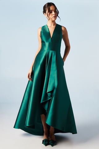Plunge Waterfall Bridesmaids Maxi Dress