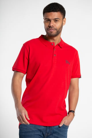 Red Cotton Short-Sleeve Polo Shirt