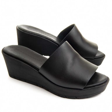 Purapiel Keilsandale Bellapiel In Schwarz