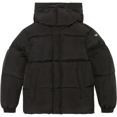 Einfarbige, wattierte schwarze Jacke mit Kapuze von Diesel