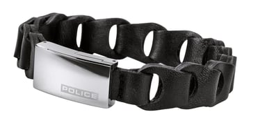 Polizei: Schwarze Lederarmbanduhr "Confederate"