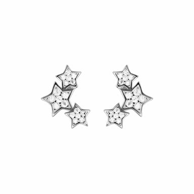 Luxenter Ohrringe, Familie von Ohrringen aus 925er Sterlingsilber und rhodiniertem Brillant Zirkonia