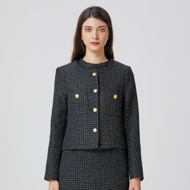 Tweed-Blazer-Aufnäher mit Taschen