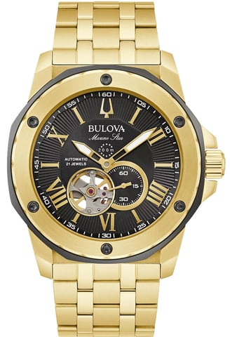 Bulova Marine Star Gold Herren Armbanduhr 98A273