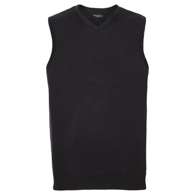 Russell Collection - Sweatshirt V-Ausschnitt für Herren Ärmellos (Schwarz)