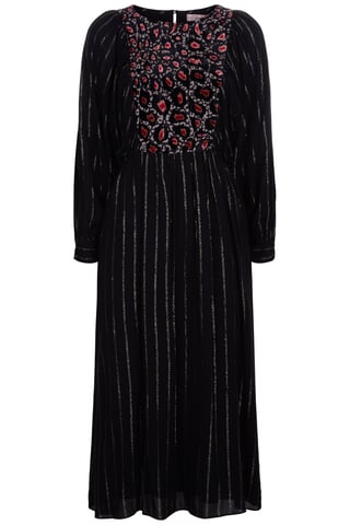 Burning Fragments Metallic Midi Dress in Pink and Black