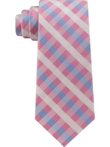 Tommy Hilfiger Men's Neck Tie Pink Derby Small Gingham Skinny
