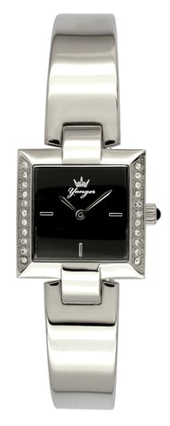 Yonger und Bresson Schwarzes Zifferblatt Silber Edelstahl Uhr