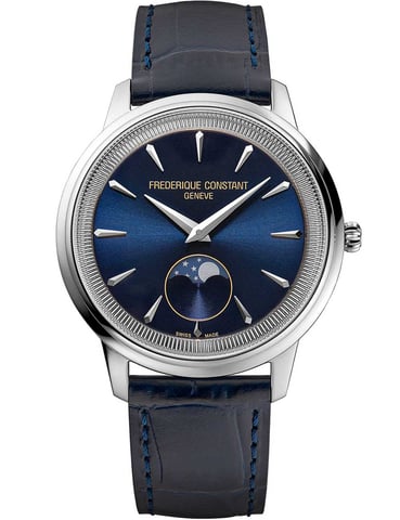Frédérique Constant Moneta Moonphase Blau Unisex Armbanduhr FC-206N3S6