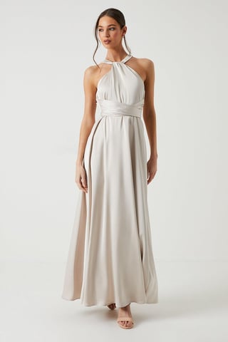 Twist Halterneck Satin Bridesmaids Dress