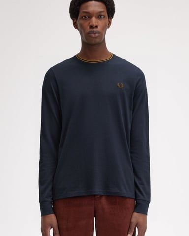 Fred Perry Herren Langarm Twin-Tipped T-Shirt