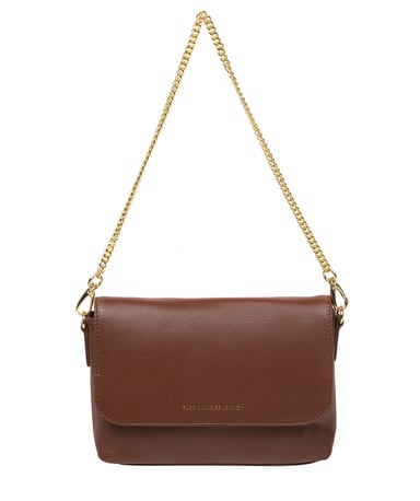 'Jazmine' Dark Tan Nappa Leather Grab Clutch Bag