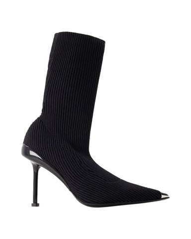 Spitz zulaufende Knöchelstiefel - Alexander McQueen - Leder - Schwarz
