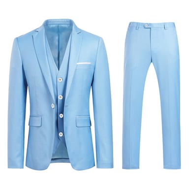 Stilvoller 3-teiliger hellblauer Slim Fit Anzug