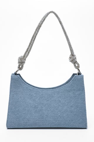 Denim Diamante Knot Shoulder Bag