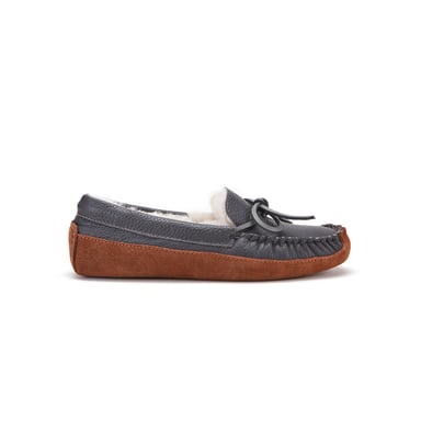 Australia Luxe Bama Mokassin Hausschuhe aus Buff-Leder in Rauch