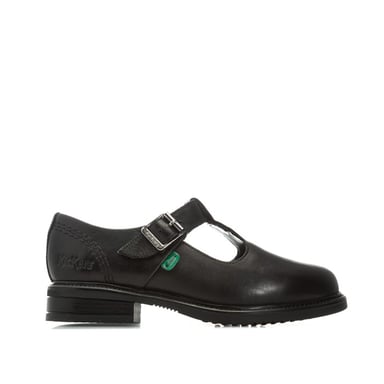 Kickers Kinder Lach T-Bar Lederschuhe für Mädchen in Schwarz