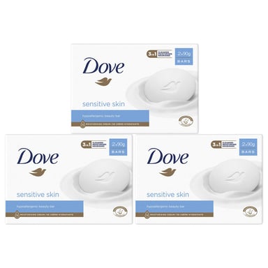 Dove Sensitive Hypoallergenic Moisturising Beauty Bar for Sensitive Skin 3x2x90g