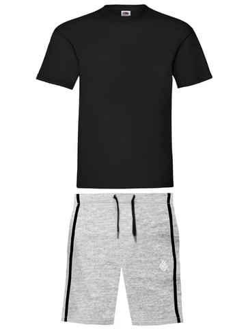Enzo | Herren T-Shirt & Shorts Loungewear Set - Schwarz/Grau