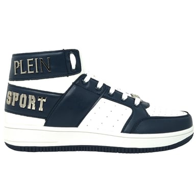 Plein Sport Hi-Top Bold Brand Sneakers in Weiß und Navy