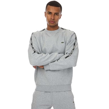 Sweat col rond bande Lacoste Pour Homme en Gris Chiné