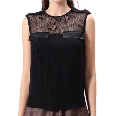 Oberteil aus Bi-Material, Spitze und Satin