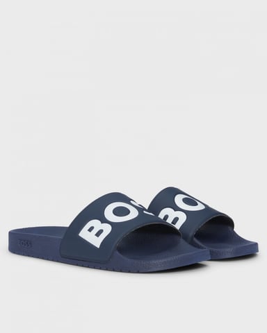 BOSS Orange Aryeh Mens Italian-Made Slides With Large Logo Detail
