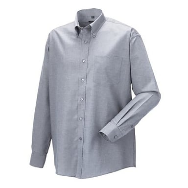 Russell Collection Herren Langarm-Oxfordhemd pflegeleicht (Silbergrau)